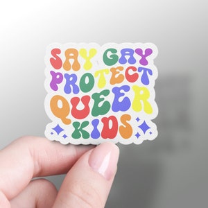 Protect Queer Kids Sticker: Retro LGBT Pride Vinyl Decal