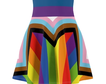 LGBT Progress Pride Skater Skirt, BLM Inclusive Pride, Trans intersex flag, Pride month, Gay pride, Philadelphia pride flag - Queer shop
