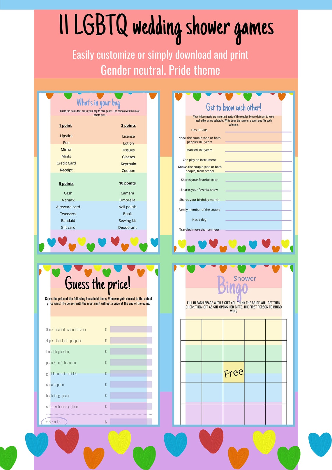 LGBT BRIDAL SHOWER Games Bundle Lesbian Wedding Shower Game - Etsy