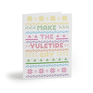 Cartes de Noël LGBT Set Ugly Sweater Gay Lesbian Bisexual Christmas Greeting Cards Make the Yuletide Gay Card - Boutique appartenant à des Queer