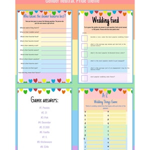 LGBT BRIDAL SHOWER Games Bundle, Lesbian Wedding Shower Game, Instant Download Shower Game, Printable, pride theme, gender neutral, same sex