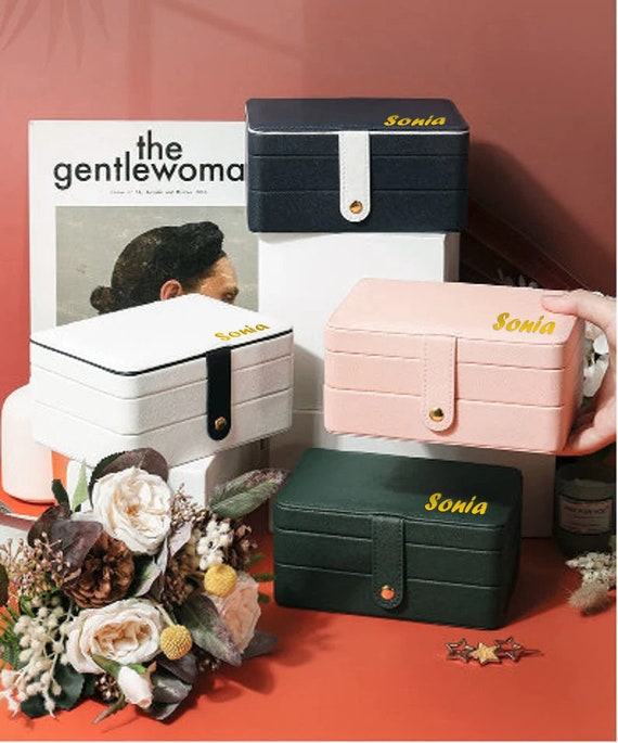 Jewelry Organizer Boxes for Women 3 Layers High Capacity Display Storage Case with Detachable Tray and Drawer.Personalized Gift For Girl