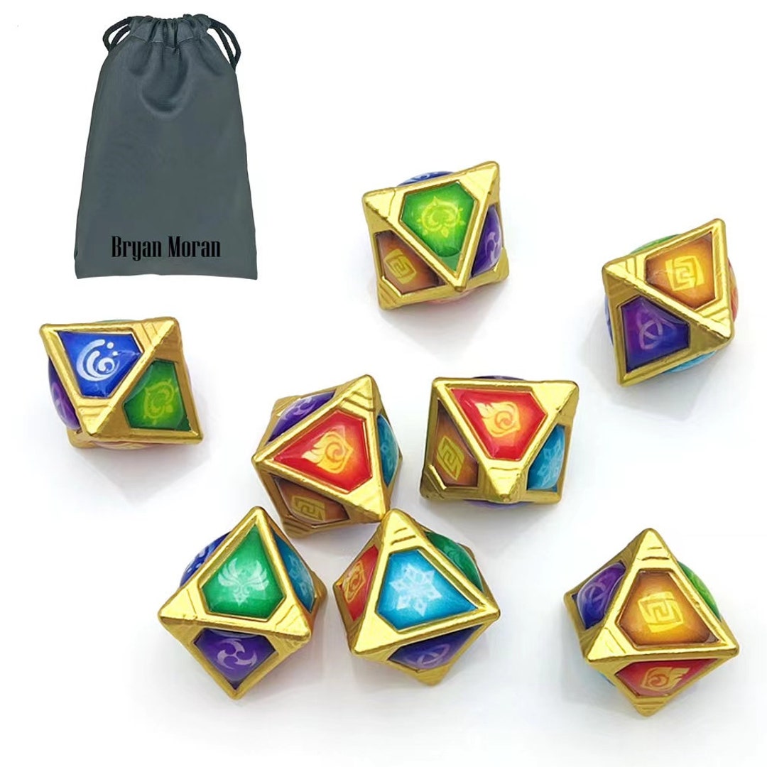 Genius Invokation TCG Dice Set, Handmade 8 Pcs Rhombic Solid