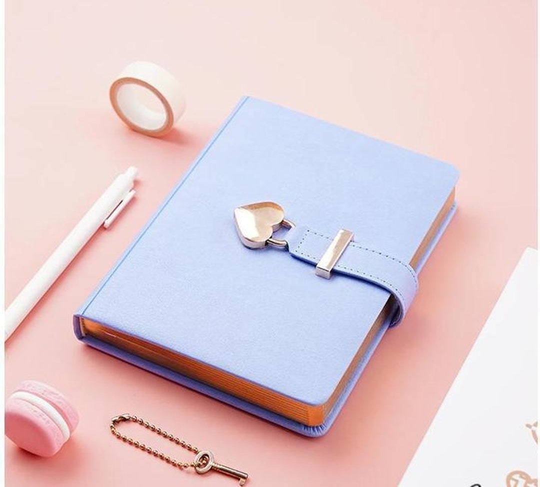 Lock Journal, Heart Shaped Locking PU Leather Hard Cover Gold Gild Edge ...