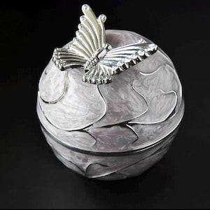 Portagioie vintage a forma di farfalla - Piccolo portaoggetti antico per anelli/orecchini/collane, regalo di San Valentino, argento