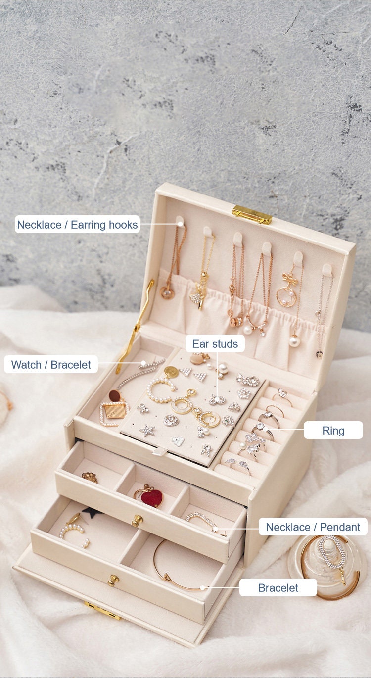 レイヤーズ PUレザー ジュエリーオーガナイザーボックス ロック付き