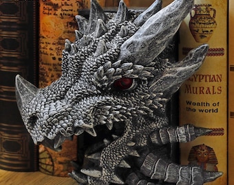 Dragon Book Nook 3D Printed, Fantasy Horror Book Shelf Hand-Painted Retro Theme, Decorative BooknookTabletop Prop Bookends,Birthday Gift