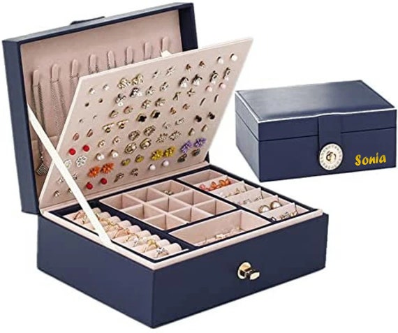 Pu Leather Large Jewelry Box Organizer for Women Girls Birthday Gift ,earrings  Holder Organizer Removable Jewelry Holder Storage Case 
