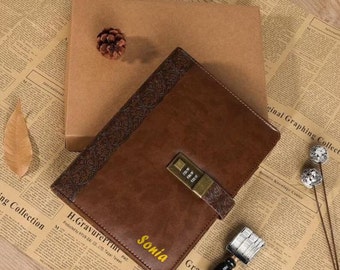 Personalized Journal For Women, Vintage Diary With Lock, PU