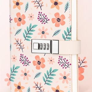 Diario con candado, diario de cuero sintético impermeable y recargable, diario personal secreto B6, elegante diario plateado con candado, regalo personalizado