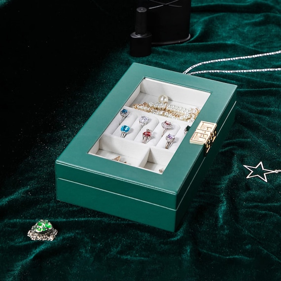 Scatola per organizzare gioielli a tre strati, grande custodia portatile per orecchini, anelli, collana in PU, regalo per ragazze, gioiellieri, Joyero  36