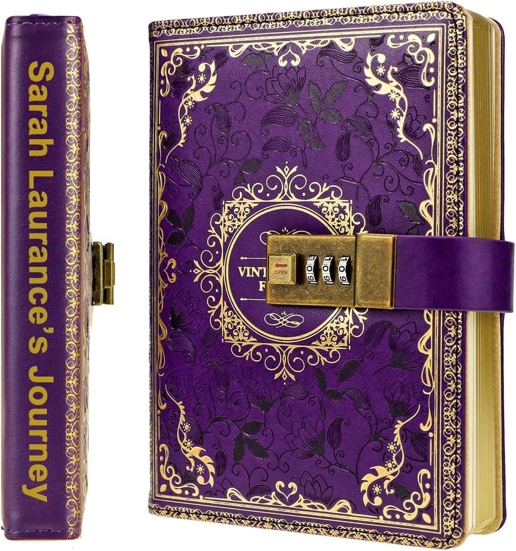 Journal Intime avec Coeur Cadenas B6 Journal en Cuir PU, Vintage Diary