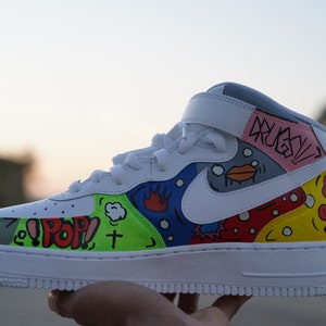 Sneakers  Womens Nike Air Force 1 Airbrush Custom Graffiti Painted Shoes  Art Style Hiphop Fashion