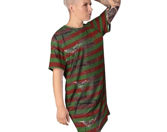 Freddy Krueger inspiriertes T-Shirt-Kleid, Retro-Slasher-Horror-Grafik-Kleidung