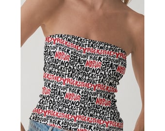 No Doubt/Gwen Stefani/Rock Steady/Hella Good/Y2K Gwen Style Strapless Top/Retro Pop Rock Festival Outfit