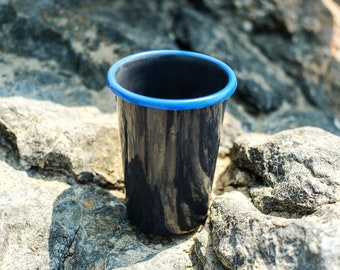 Enamel Tumbler | Anthracite Blue Large Enamel Tumbler Cup | Drinkware | Camping Enamel Tumbler | Enamel Tall Cup | Metal Tumbler Cup