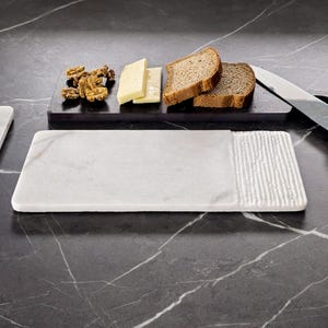 Set di vassoi da portata in marmo bianco fatti a mano: elegante organizer per cucina e toeletta