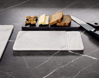 Handmade White Marble Serving Tray Set: Elegant Kitchen & Vanity Organizer