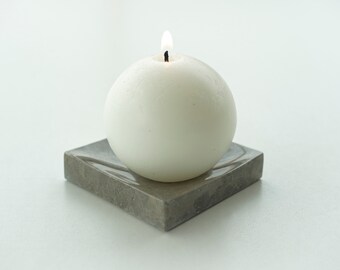 Handmade Marble Dish and Sphere Candle Set | Elegant Marble Candle Holder and Sphere Candle | Handmade Luxury Home Decor | Stylish Gift Idea