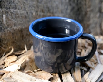 Enamel Mug | Handmade Enamel Mug for Camping and Kitchen | Camping Mug | Travel Mug | Outdoor Mug | Metal Mug | Mug Gift | Unique Gift Idea