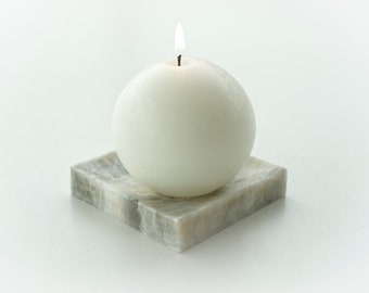 Handmade Marble Dish and Sphere Candle Set | Elegant Marble Candle Holder and Sphere Candle | Handmade Luxury Home Decor | Stylish Gift Idea