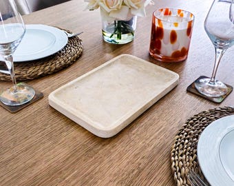 Handmade Travertine Serving Tray: Natural Stone Home Decor