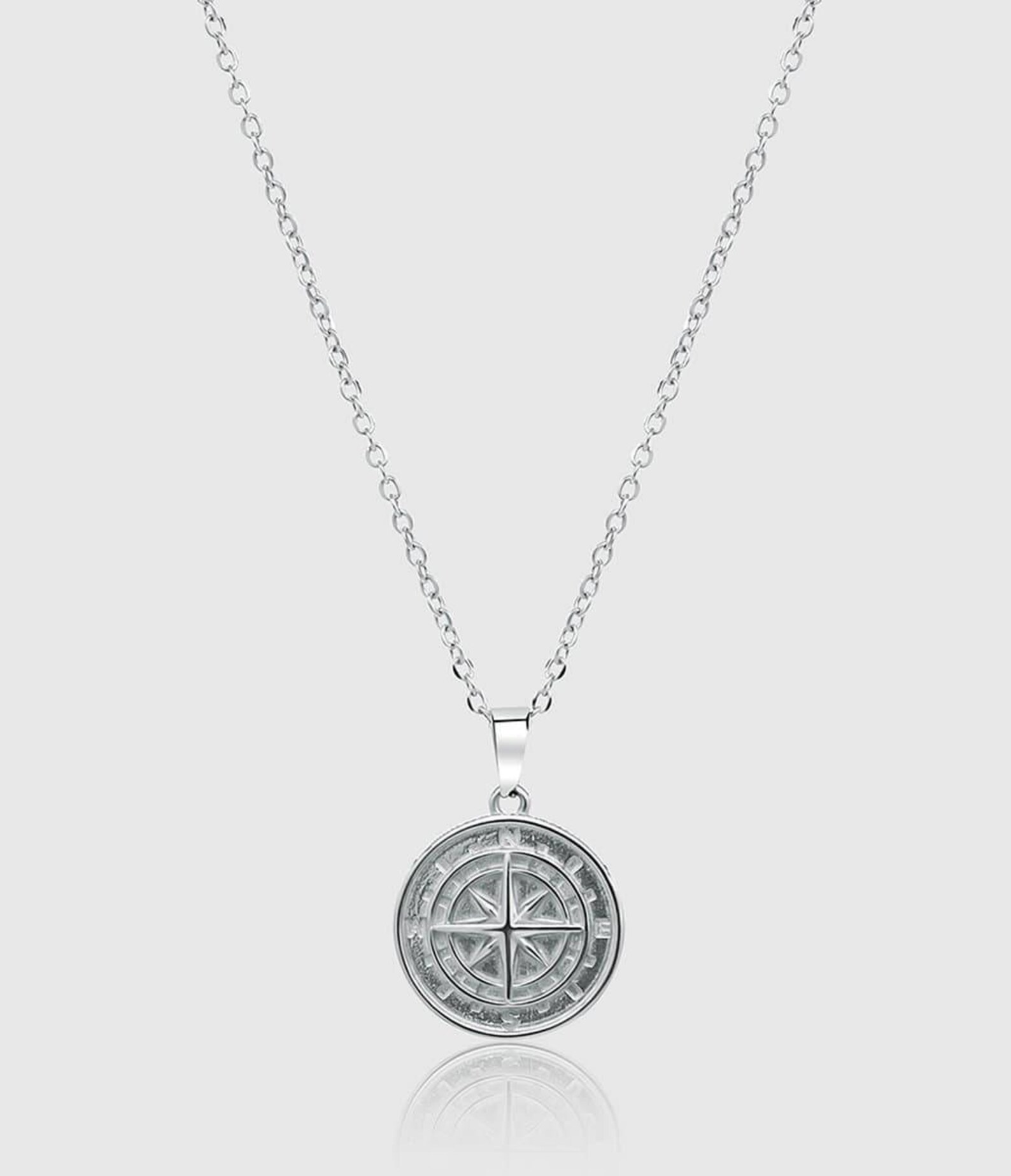 Silver Compass North Star Pendant Chain Anchor Necklace Gold Etsy