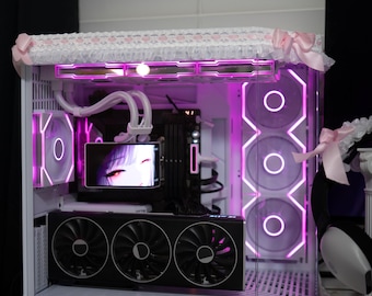 Coquette Lace Trim - Pink & White PC Case Mod for HYTE Y70/Y60