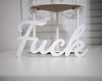 Offensive Freestanding Home Decor Sign | Funny Desk Word Art | Un-Welcome Cursive Sign | Inappropriate Gag Gift | Live Laugh Parody Decor