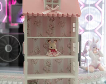 Pink Coquette Dollhouse Shelf – Miniature Display for Calico Critters