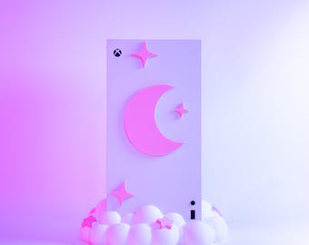 Cloud Stand, Cute Celestial Moon Star Console Shell, Soft Girl Aesthetic Gaming Desk Setup Decor For Xbox Series X