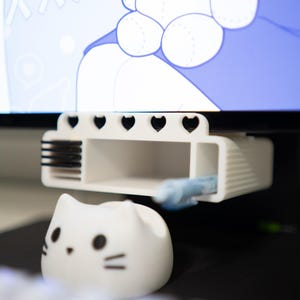 Estante modular para monitor Kawaii • Organizador de escritorio oculto con ranuras para tarjetas SD • Dispositivo para transmisión • Almacenamiento desmontable • Regalo tecnológico