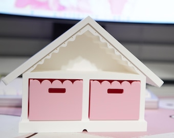 Coquette Dollhouse Keyboard Cable Manager – Desk Organizer with Pink Drawers