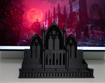 Gothic Cathedral Organizer, Witchy Makeup Storage, Dark Academia Desk Decor, Black Vanity Brush Holder, Spooky Gift for Her