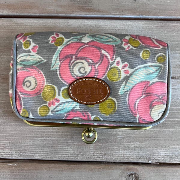 Fossil Oilcloth Canvas Cosmetic Clutch