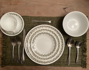 Vintage Corelle Spring Blossom Green Cream & Sugar Set – Retro Glass Set For Coffee & Tea, Durable & Chip-Resistant