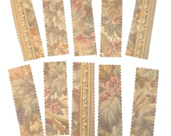 Vintage 1923 Wallpaper Sample Strips Zig Zag Edges Antique New York Wallpaper Ephemera Junk Journal Tags Collage Paper  Snail Mail Supplies