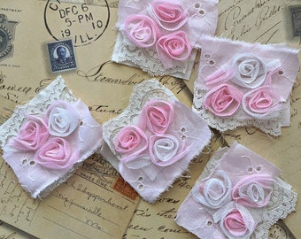 Tulle Rose Squares Tulle Roses Muslin Lace Embellishments Junk Journal  Ships In 1 Business Day