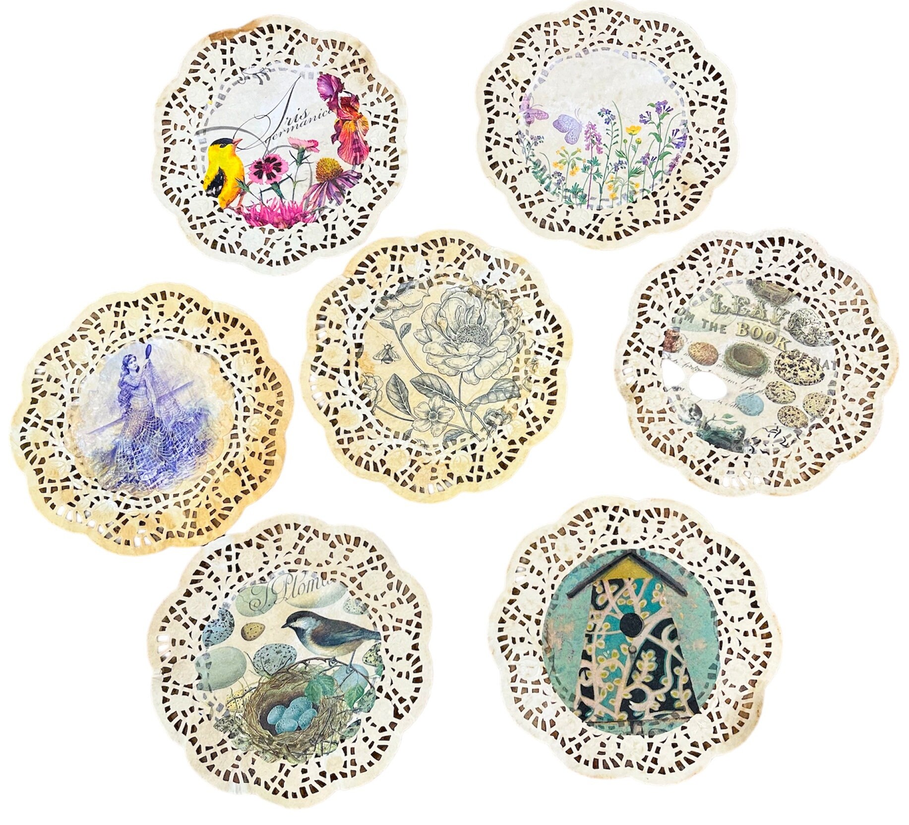 Coffee Stained Decoupaged Paper Doilies Distressed Paper Etsy