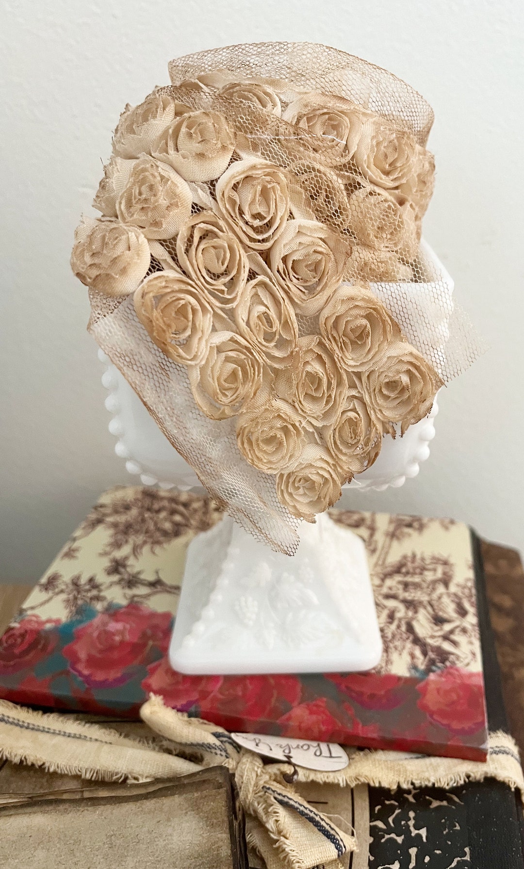 Coffee Dyed Tulle Rose Strip Tulle Roses Junk Journal Ships in 1 ...