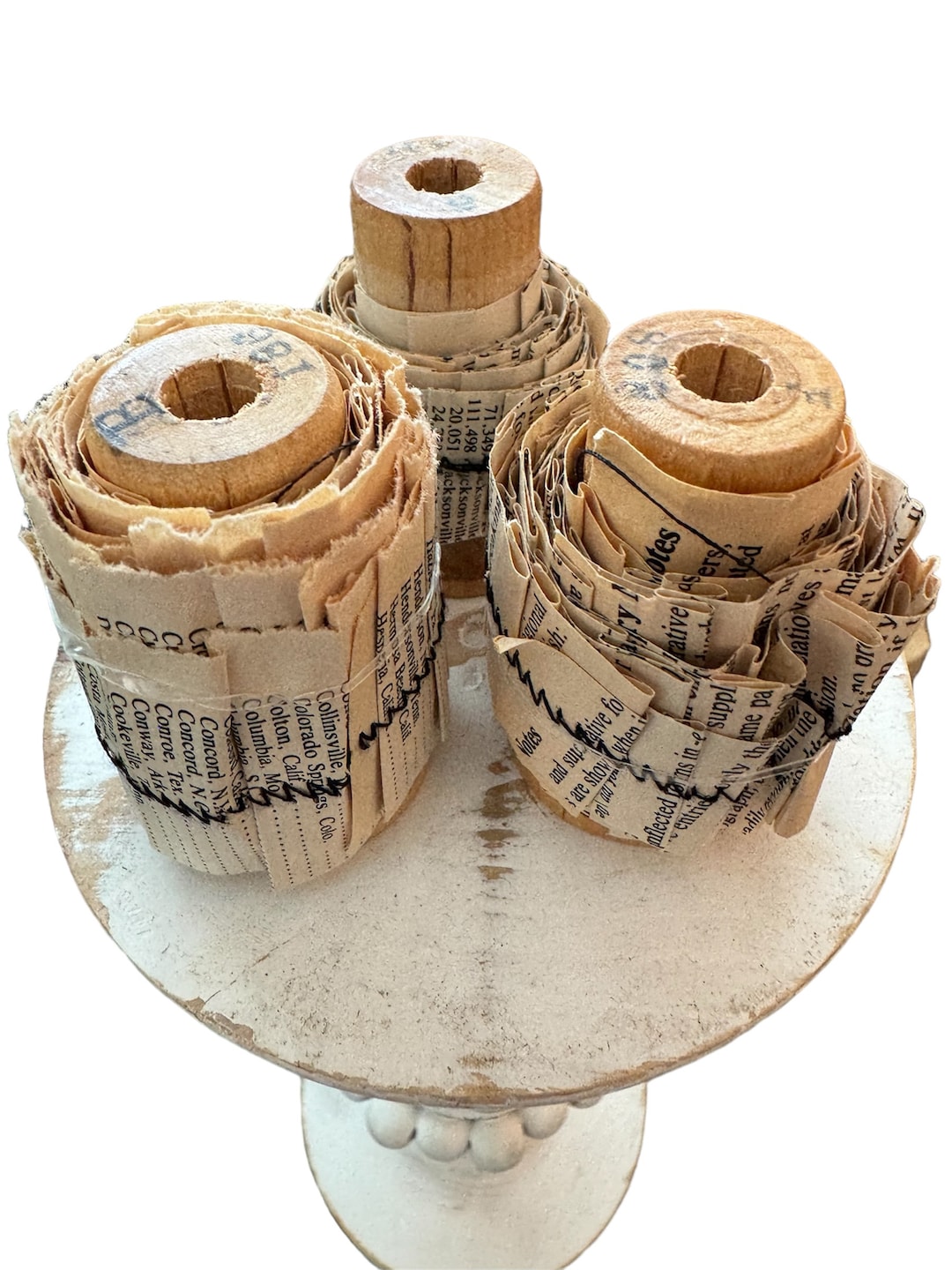 Paper Ruffles Stitched Vintage Book Pages Paper Strips Junk Journal ...