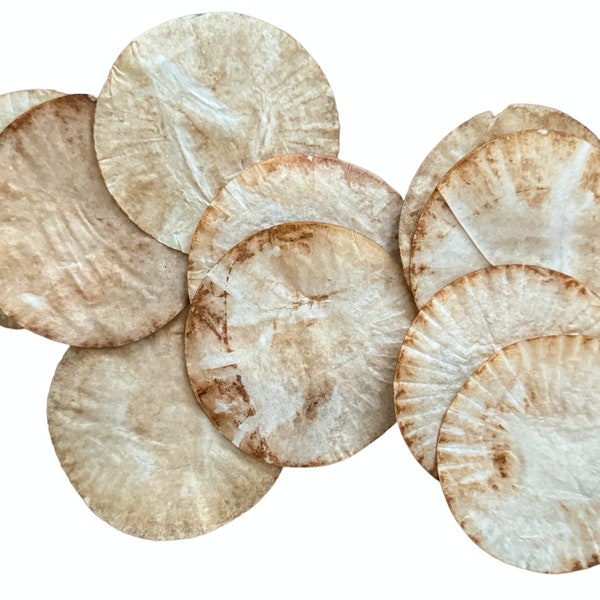 Coffee Dyed Circles Cup Cake Holders  Junk Journal Ships