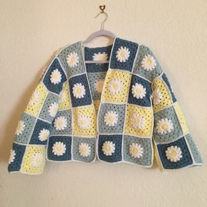 Daisy Oma Square Cardigan MUSTER, Häkelanleitung, Häkelstrickjacke Muster, Oma quadratisch Muster, Oma quadratisch Häkeljacke