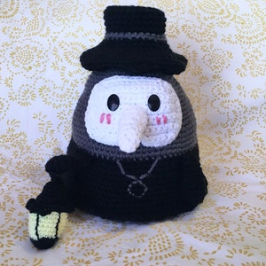 Plague Doctor Crochet Pattern, Amigurumi Pattern, Halloween Crochet Pattern, Crochet Plushie Pattern, Squishable Crochet Plushie Pattern