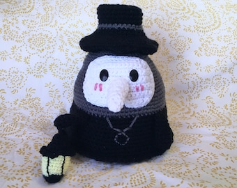 Plague Doctor Crochet Pattern, Amigurumi Pattern, Halloween Crochet Pattern, Crochet Plushie Pattern, Squishable Crochet Plushie Pattern