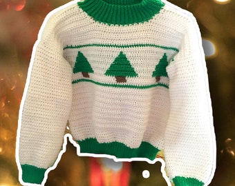 Crochet Christmas Tree Sweater PATTERN, Christmas Pullover, Ugly Christmas Sweater, Christmas Crochet Pattern, Crochet Sweater Pattern