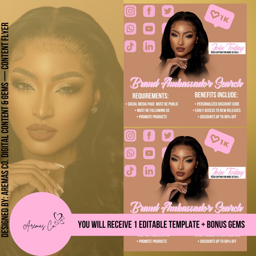 Brand Ambassador Flyers, Content Flyers, Pink and Brown Aesthetics