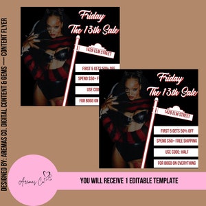 Friday the 13th Sale Flyer,Freddy Krueger DIY Flyers, Red and Black Flyers, Free Shipping Flyers, Promotion Flyers, Social Media Templates,