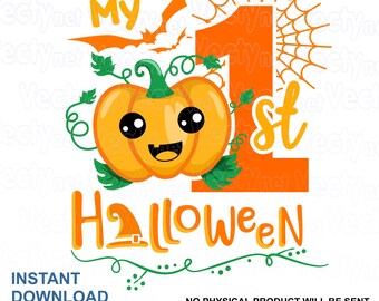 Mijn eerste Halloween T-shirt digitaal ontwerp transparant PNG-bestand Instant Download