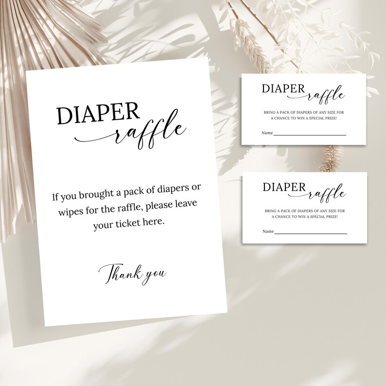 Raffle Script Diaper Raffle Game Template, Minimalist Baby Shower Raffle Ticket and ...
